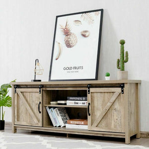 TV Stand with Cabinet Sliding Barn Door